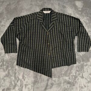 Itemz Chris Baumgartner Blouse Women One Size Green Striped Asymmetrical